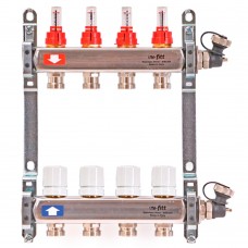 Группа коллекторная Uni-Fitt 1"х11 вых 3/4" с расходомерами и термостат. вентилями, нерж. сталь