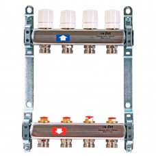 Группа коллекторная Uni-Fitt 1"х5 вых 3/4" с балансир. и термостат. вентилями без конц, нерж. cталь