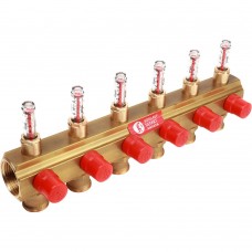 Коллектор Giacomini с отсечными клапанами и расходомерами 1" x 18 /6, R553MY006 Коллектор Giacomini с отсечными клапанами и расходомерами 1" x 18 /6, R553MY006