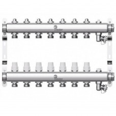 Коллектор Wester нерж. 1"-3/4 в сборе на 7 выходов с 2 заглушками, W903.7 Коллектор Wester нерж. 1"-3/4 в сборе на 7 выходов с 2 заглушками, W903.7