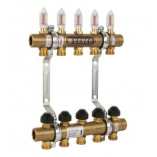 Группа коллекторная HENCO латунная с расходомером, 1"M - 6 x 3/4"EK Группа коллекторная HENCO латунная с расходомером, 1"M - 6 x 3/4"EK
