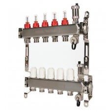 Коллектор Royal Thermo нерж. в сборе с расходомерами 1" ВР-3/4" НР с автомат. воздухоотвод-ми 5 вых. Коллектор Royal Thermo нерж. в сборе с расходомерами 1" ВР-3/4" НР с автомат. воздухоотвод-ми 5 вых.