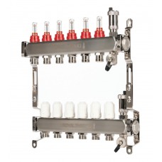 Коллектор Royal Thermo нерж. в сборе с расходомерами 1" ВР-3/4" НР с автомат. воздухоотвод-ми 6 вых. Коллектор Royal Thermo нерж. в сборе с расходомерами 1" ВР-3/4" НР с автомат. воздухоотвод-ми 6 вых.