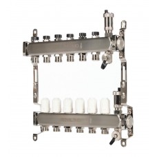 Коллектор Royal Thermo нерж. в сборе универсальный 1" ВР-3/4" НР с автомат. воздухоотвод-ми 6 вых. Коллектор Royal Thermo нерж. в сборе универсальный 1" ВР-3/4" НР с автомат. воздухоотвод-ми 6 вых.