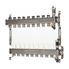 Коллектор Royal Thermo нерж. в сборе универсальный 1" ВР-3/4" НР с автомат. воздухоотвод-ми 9 вых. Коллектор Royal Thermo нерж. в сборе универсальный 1" ВР-3/4" НР с автомат. воздухоотвод-ми 9 вых.