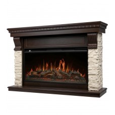 Портал Firelight Michigan 42/40/36, камень молочный, шпон темный дуб Портал Firelight Michigan 42/40/36, камень молочный, шпон темный дуб