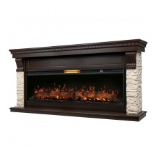 Портал Firelight Michigan 60, камень молочный, шпон темный дуб Портал Firelight Michigan 60, камень молочный, шпон темный дуб