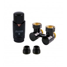 Комплект SCHLOSSER эксклюзивного узла подключения 50 мм с термоголовкой черный RAL 9005 угловой Комплект SCHLOSSER эксклюзивного узла подключения 50 мм с термоголовкой черный RAL 9005 угловой