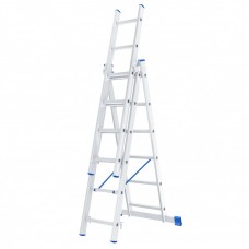 Лестница, 3 х 6 ступеней, алюминиевая, трехсекционная СИБРТЕХ 97816 Лестница, 3 х 6 ступеней, алюминиевая, трехсекционная СИБРТЕХ 97816