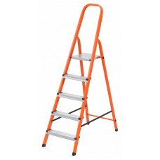Стремянка, 5 ступеней, стальной профиль, ступени сталь, оранжевая СИБРТЕХ 97965 Стремянка, 5 ступеней, стальной профиль, ступени сталь, оранжевая СИБРТЕХ 97965