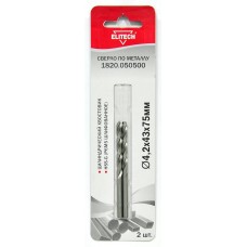 Elitech Сверло 4.2х475 HSS-G 2шт 1820.050500 Elitech Сверло 4.2х475 HSS-G 2шт 1820.050500