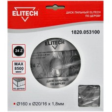 Elitech Диск пильный 160х20/16 24зуб 1820.053100 Elitech Диск пильный 160х20/16 24зуб 1820.053100
