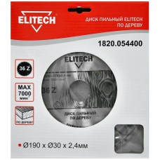 Elitech Диск пильный 190х30 36зуб 1820.054400 Elitech Диск пильный 190х30 36зуб 1820.054400