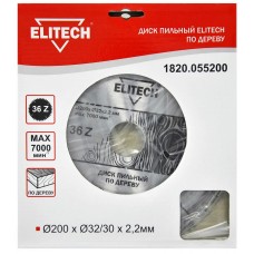 Elitech Диск пильный 200х32/30 36зуб 1820.055200 Elitech Диск пильный 200х32/30 36зуб 1820.055200