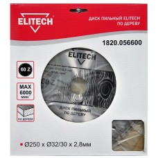 Elitech Диск пильный 250х32/30 60зуб 1820.056600 Elitech Диск пильный 250х32/30 60зуб 1820.056600