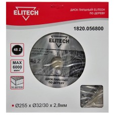 Elitech Диск пильный 255х32/30 48зуб 1820.056800 Elitech Диск пильный 255х32/30 48зуб 1820.056800