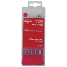 Elitech Набор сверл HSS-R 5шт 1820.117300 Elitech Набор сверл HSS-R 5шт 1820.117300